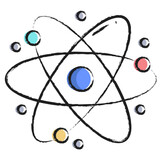Hand drawn atom icon
