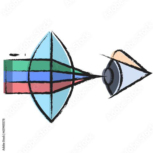 Hand drawn Optics physics icon