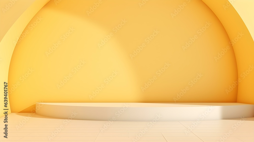 Abstract Studio Background in light yellow Colors. Minimal Showroom for Product Presentation
Abstract Studio Background in light yellow Colors. Minimal Showroom for Product Presentation