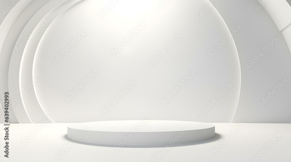 Fototapeta premium Abstract Studio Background in white Colors. Minimal Showroom for Product Presentation 