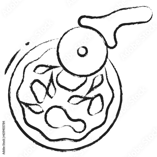 Hand drawn full pizza slicing icon
