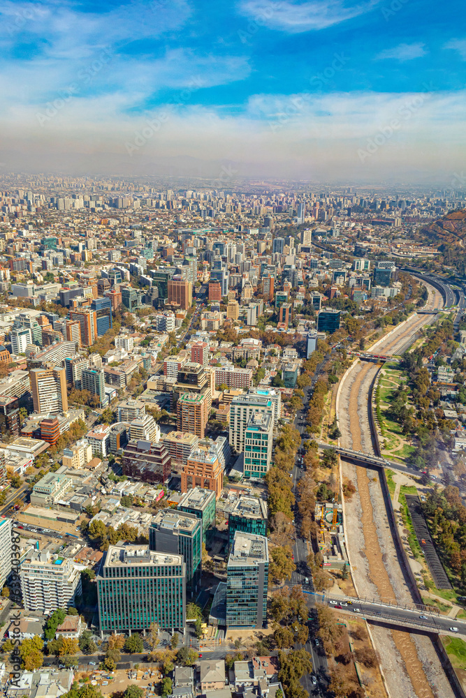 aerial view of the city  Santiago Chile
