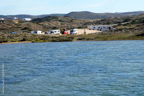 camper vans and RVs parking at the beach for wild camping   
