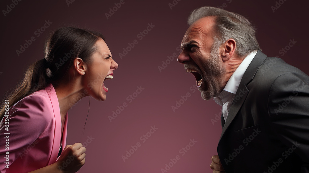 Clashing Voices: Man and Woman Screaming in Studio