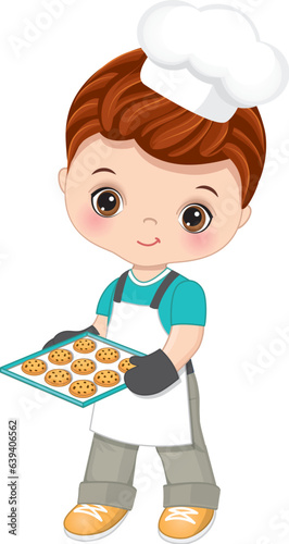 boy chef holding cookies, cartoon style clip art preview