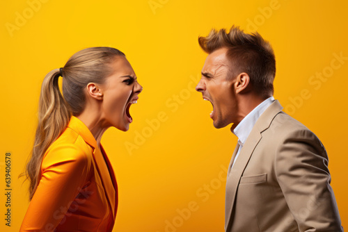Domestic Dissonance: Angry Couple Yelling in Studio Setting  © oleksandr.info