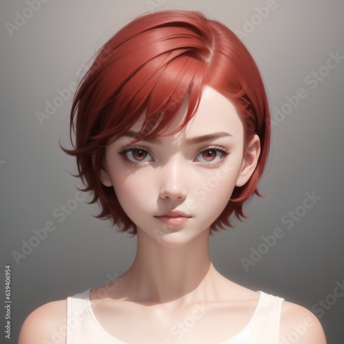 3D portrait of a short haired girl in casual outfit