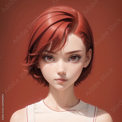 3D portrait of a short haired girl in casual outfit