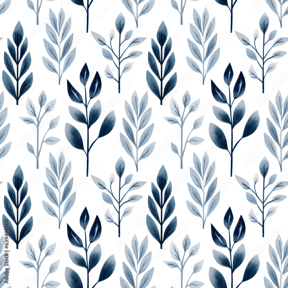 Floral seamless pattern with hand drawn branches, leaves. Vector pattern in the ethnic folklore style.