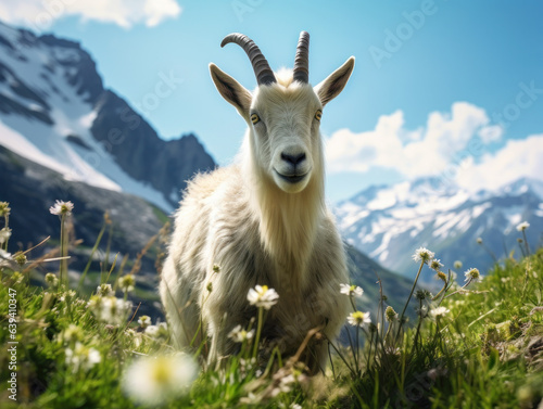 Alpine Goat in its Natural Habitat, Wildlife Photography, Generative AI