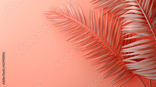 A vibrant palm leaf against a soft