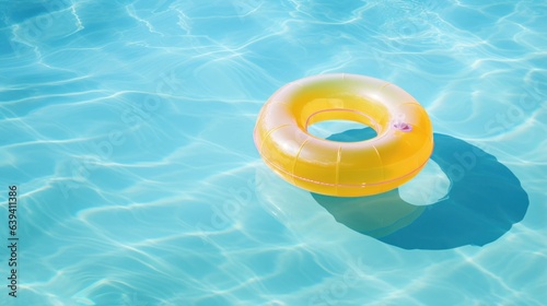 Lifering floats in a crystal clear blue swimming pool