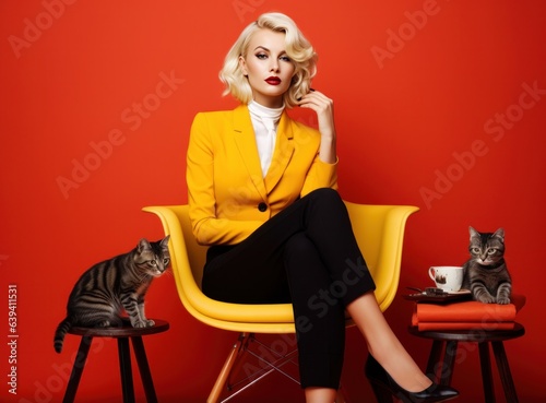 A young girl in yellow clothing sitting on a chair