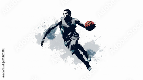 Simplified basketball vector illustration on a white background, showcasing minimalism. Generative AI