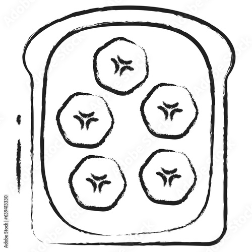 Hand drawn Banana peanut butter toast icon