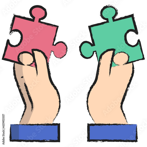 Hand drawn Puzzle Pieces icon