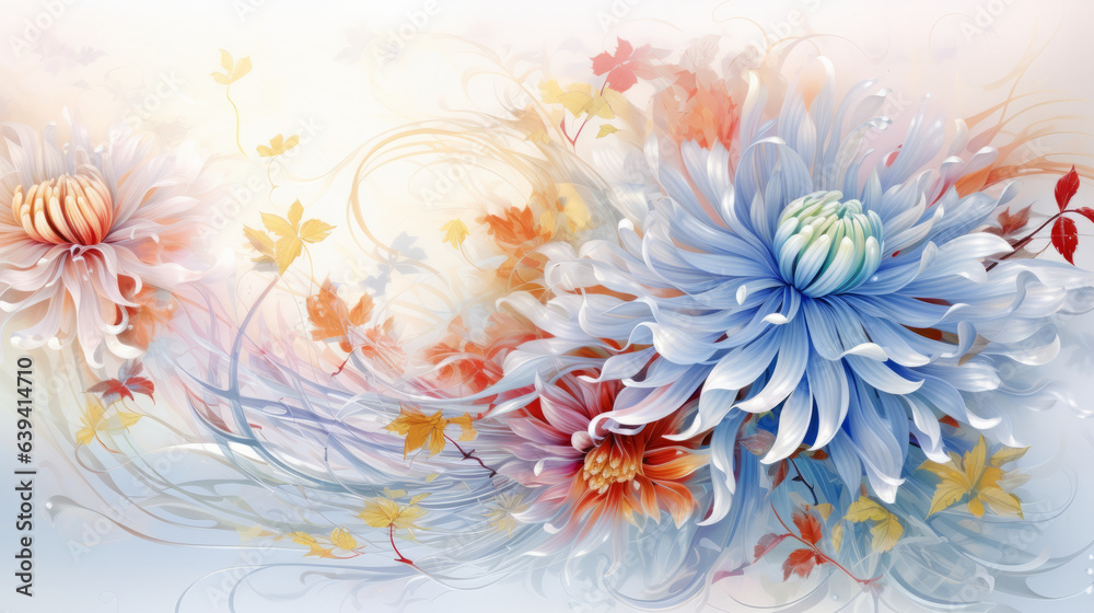 Obraz premium A beautiful blue and white flower painting