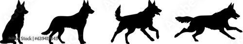 German shepherd dog breed black silhouette logo set
