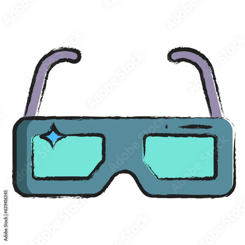 Hand drawn 3d glasses icon