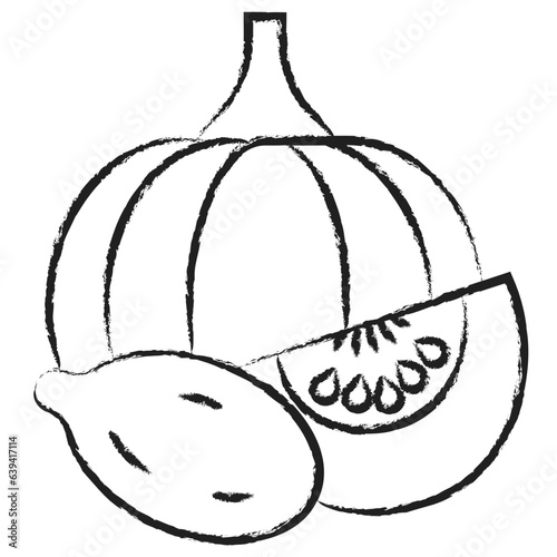 Hand drawn Pumpkin and nutmeg icon