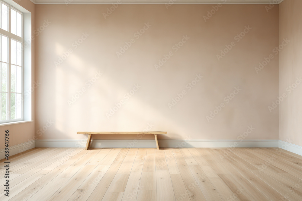 Empty room with clean lines and a minimalist design, bathed in soft natural light that emphasizes the calmness and simplicity of the space. Generative AI Empty room with clean lines and a minimalist design, bathed in soft natural light that emphasizes the calmness and simplicity of the space. Generative AI
