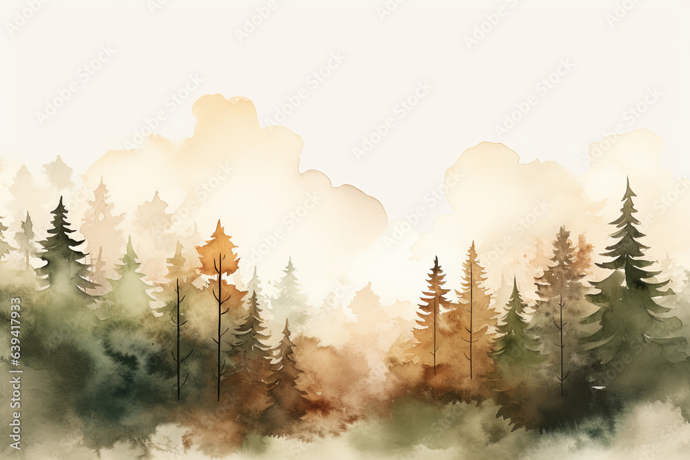 Pastel Watercolor Forest - Serene Nature Illustration
Serene watercolor illustration of a forest in soothing pastel tones, set against a white background.
