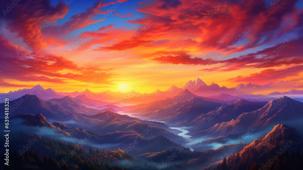A breathtaking sunset painting capturing the