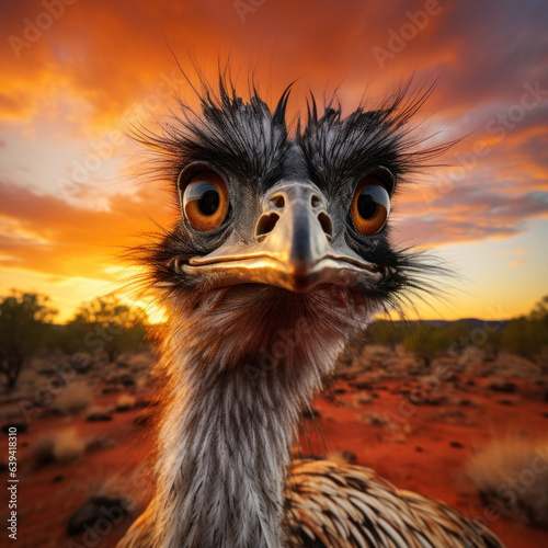 Emu in its Natural Habitat, Wildlife Photography, Generative AI