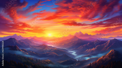A breathtaking sunset painting capturing the © LabirintStudio