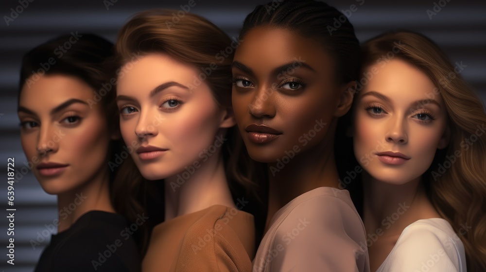 A diverse group of beautiful women fashion models, Portrait of many attractive female. A diverse group of beautiful women fashion models, Portrait of many attractive female.