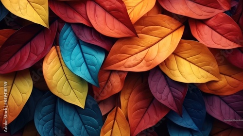 A lot of colorful leaves on background  Style of naturalistic tones  3d rendering.