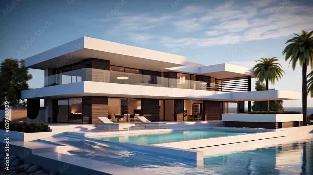 Modern Luxurious Villa with garden and swimming pool.