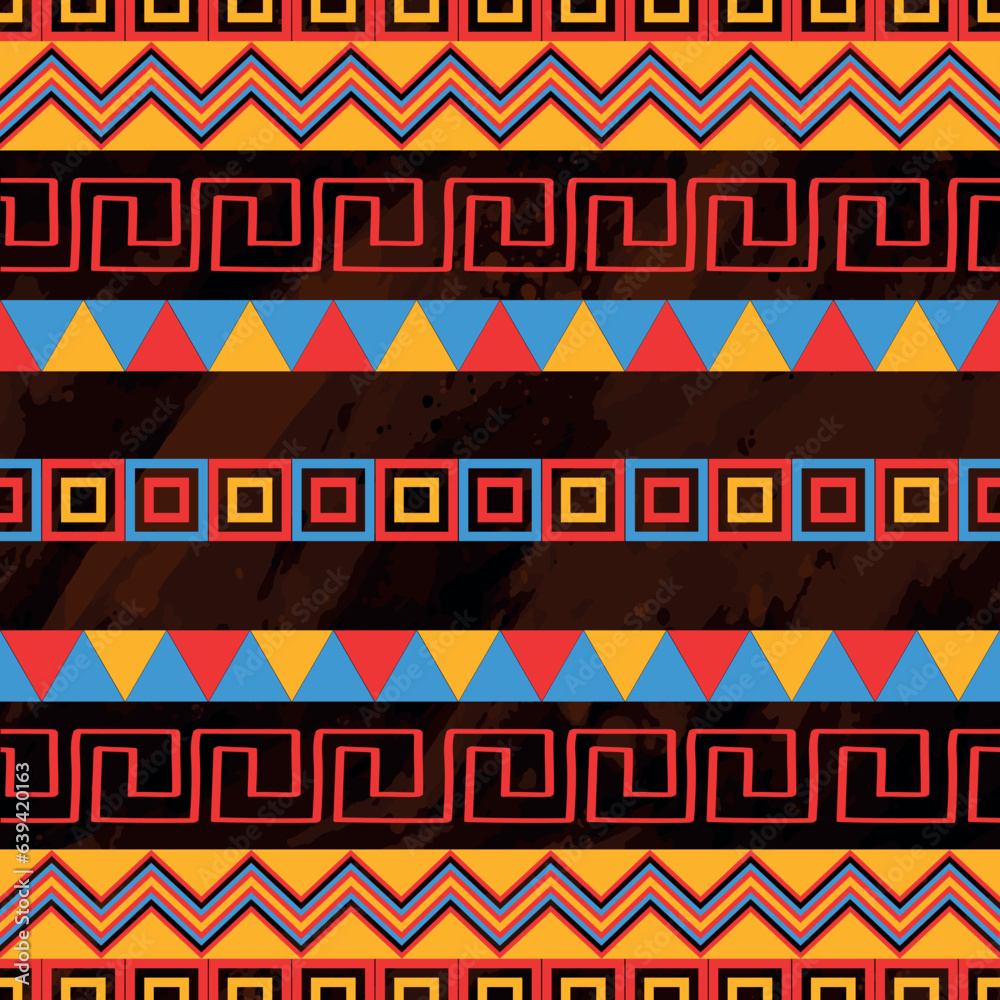 Ancient native seamless pattern over dark brown water color background Ancient native seamless pattern over dark brown water color background
