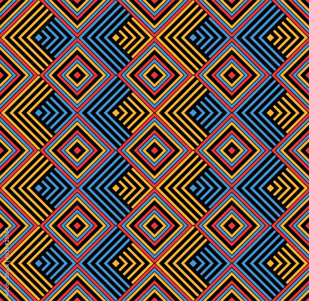 Diamond indigenous seamless pattern with colombian flag colors