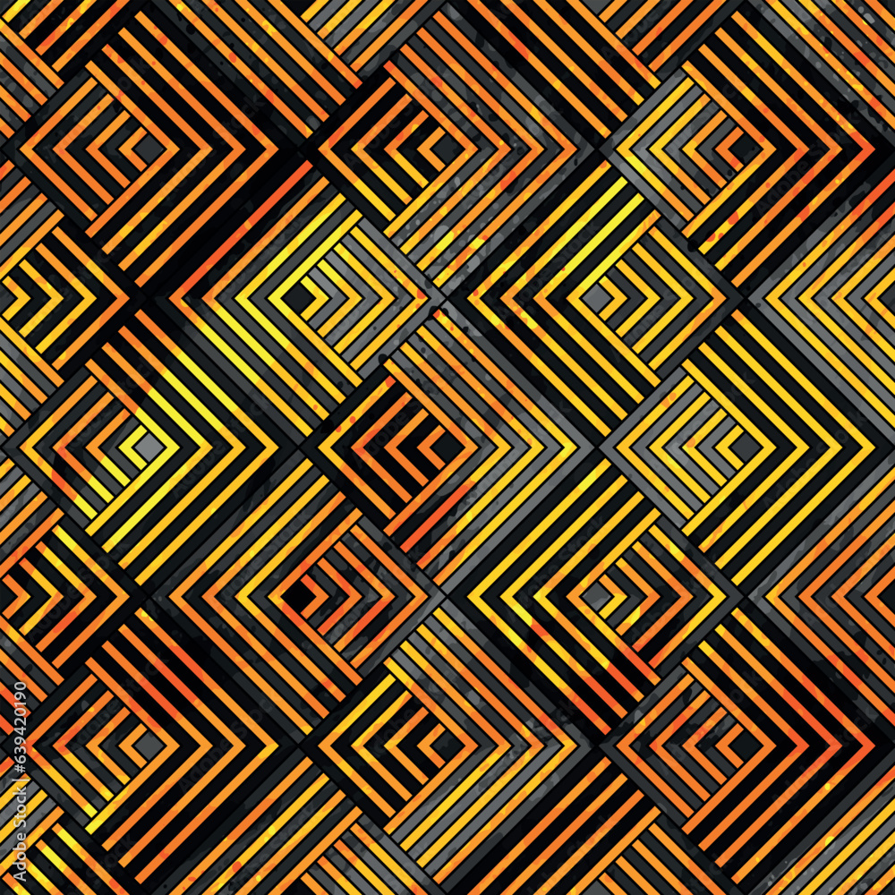 Golden zig zag seamless art based on south american indigenous patterns