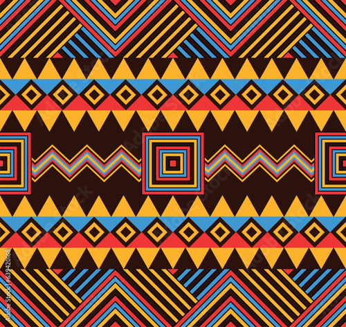 awesome geometric seamless pattern art based on colombian indigenous patterns with colombian flag colors