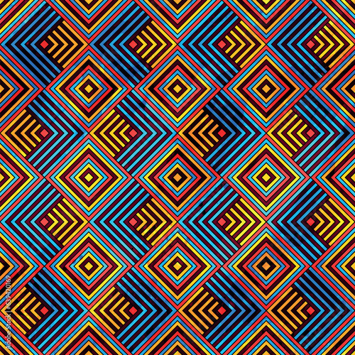 Beautiful diamond and zig zag art based on indigenous patterns with water color effect