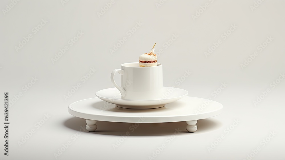 Isolated white dessert and cake stand with one leg on a white background. Isolated white dessert and cake stand with one leg on a white background.