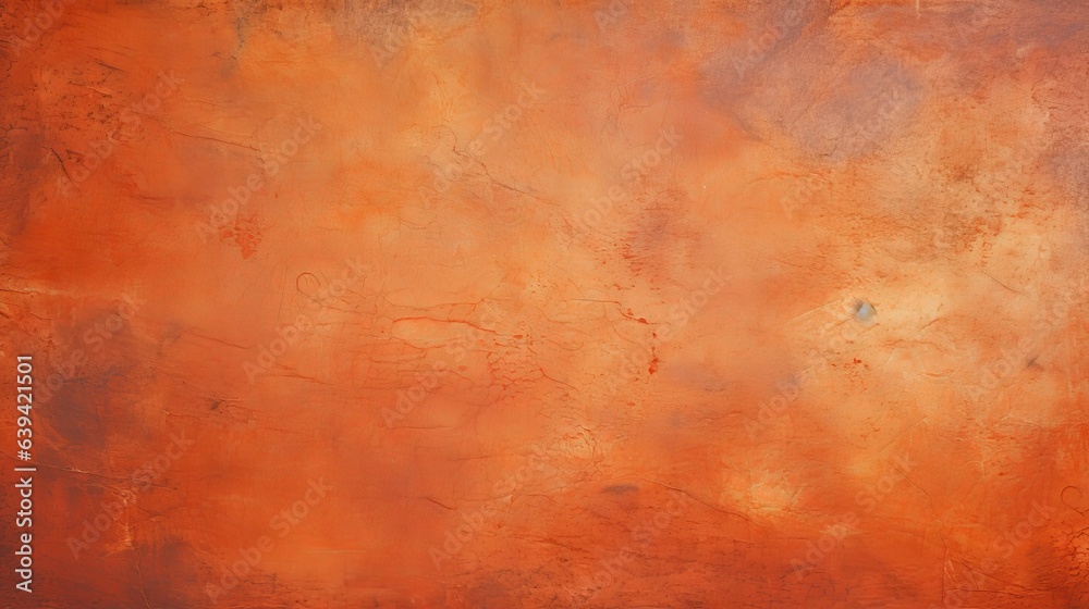 Photo of an abstract painting with warm tones on a textured wall