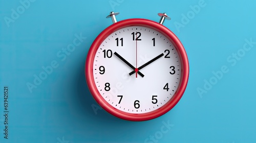 12 oclock wall clock on blue background photo