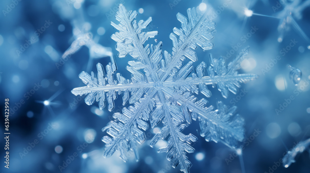 A beautifully intricate snowflake on a vibrant A beautifully intricate snowflake on a vibrant