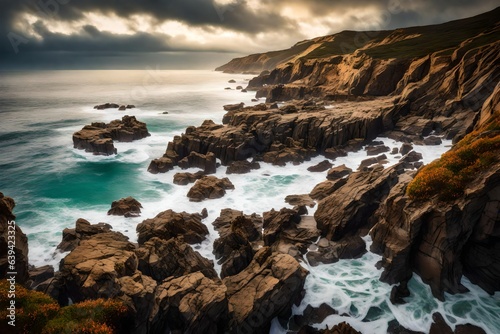 waves breaking on the rocks