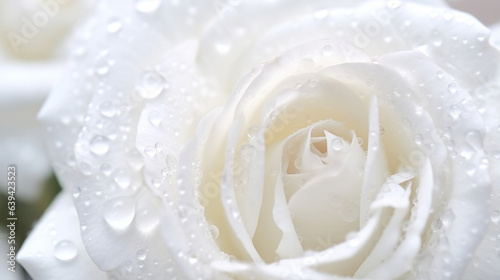 The bright white cream stands out in contrast against the blurred background droplets glistening in the light with every slow rotation.