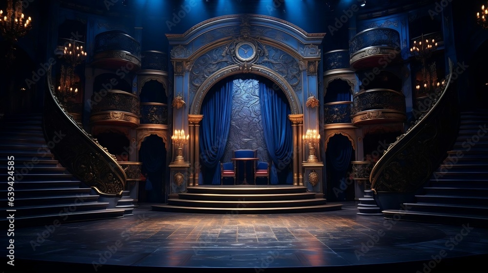 Theatrical stage with elaborate set design 
 - obrazy, fototapety, plakaty 