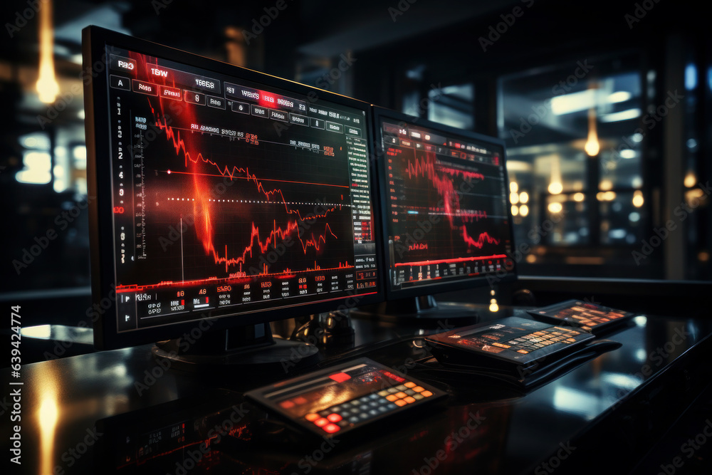 charts, graphs on screen, display. exchange trading. Data analysis, search optimization or SEO. glowing golden lines
