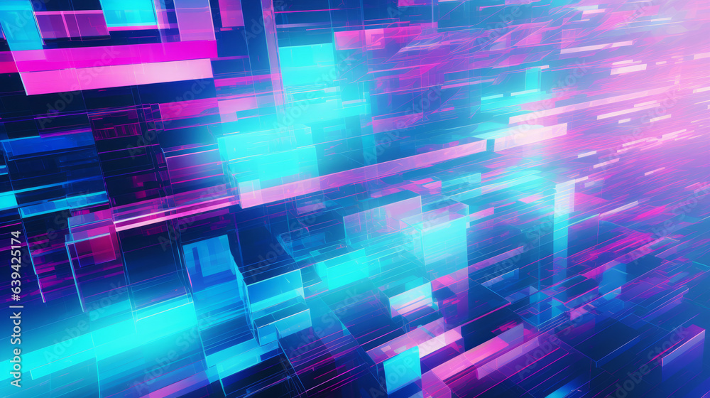Blue and pink abstract squares background