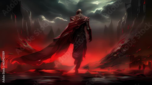 He stands prostrate the broadsword of a Scarlet Knight sped to his back. His armor is a deep red a reminder of the relinquish of his soul in order to protect those in his