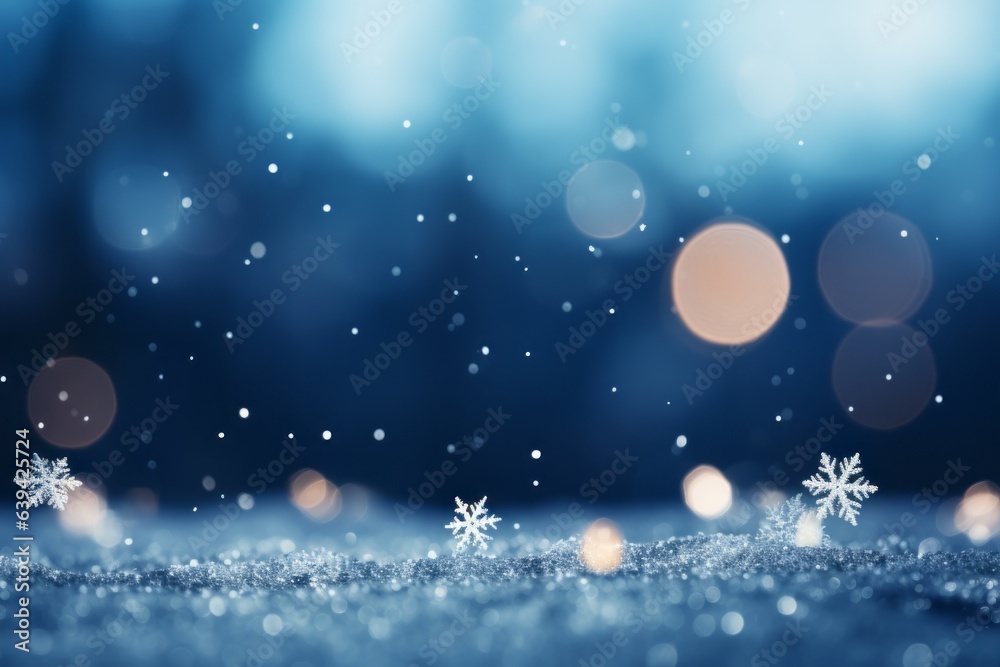 Winter blurred background like copy space with beautiful bokeh. Merry christmas and happy new year concept