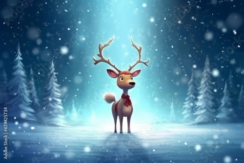 Holiday card with deer. Merry christmas and happy new year concept. Background