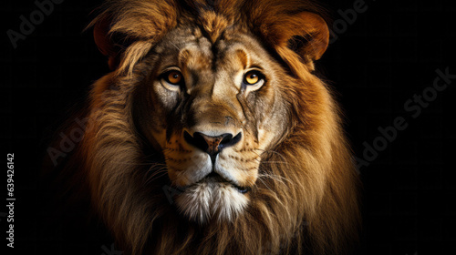 A majestic lion s face in striking